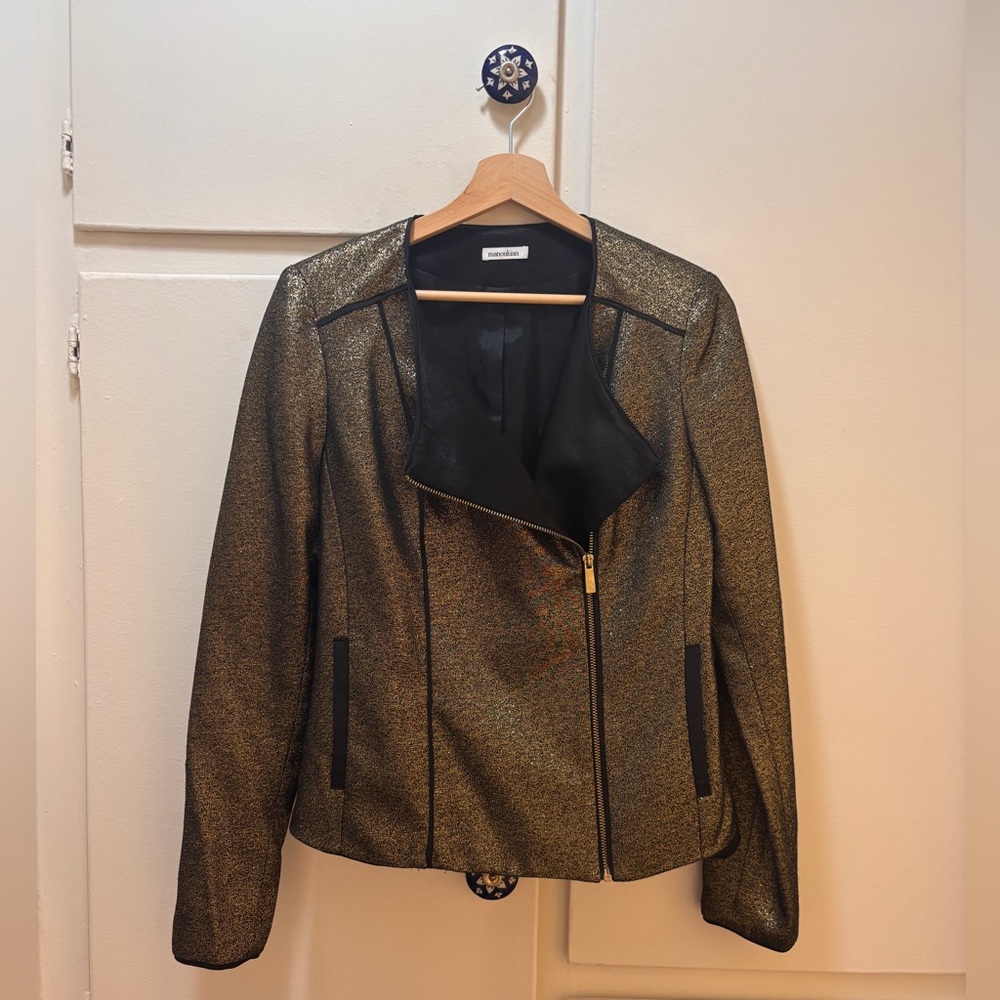 Metallic Gold Moto Jacket - Womens